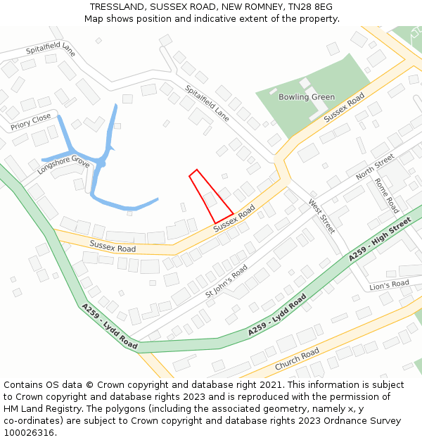 TRESSLAND, SUSSEX ROAD, NEW ROMNEY, TN28 8EG: Location map and indicative extent of plot