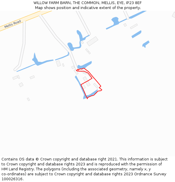 WILLOW FARM BARN, THE COMMON, MELLIS, EYE, IP23 8EF: Location map and indicative extent of plot