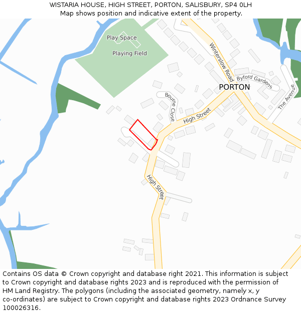 WISTARIA HOUSE, HIGH STREET, PORTON, SALISBURY, SP4 0LH: Location map and indicative extent of plot