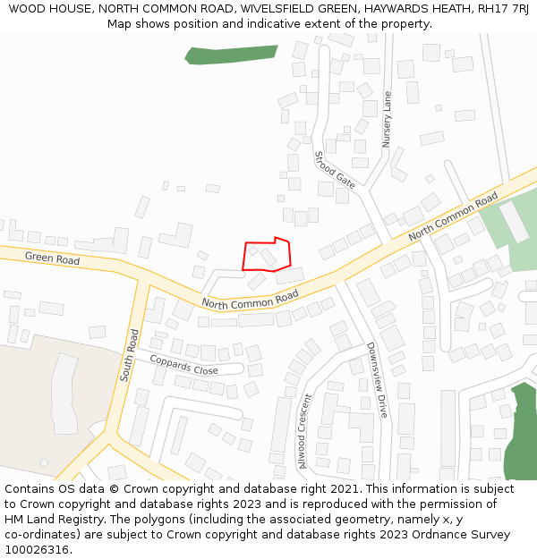 WOOD HOUSE, NORTH COMMON ROAD, WIVELSFIELD GREEN, HAYWARDS HEATH, RH17 7RJ: Location map and indicative extent of plot