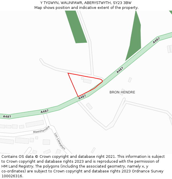 Y TYGWYN, WAUNFAWR, ABERYSTWYTH, SY23 3BW: Location map and indicative extent of plot