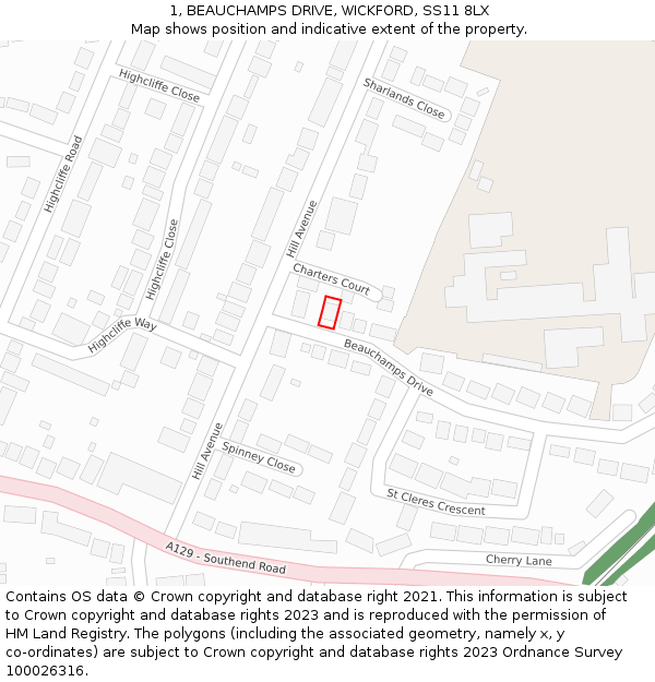 1, BEAUCHAMPS DRIVE, WICKFORD, SS11 8LX: Location map and indicative extent of plot