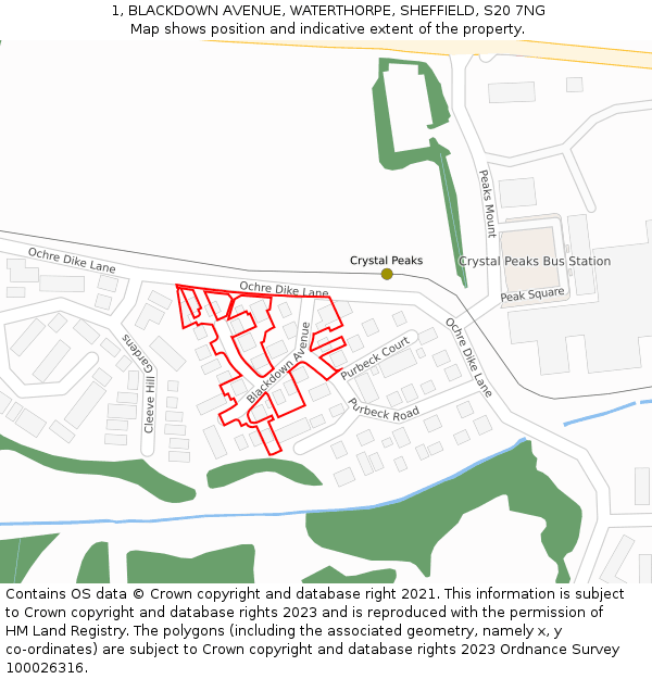 1, BLACKDOWN AVENUE, WATERTHORPE, SHEFFIELD, S20 7NG: Location map and indicative extent of plot