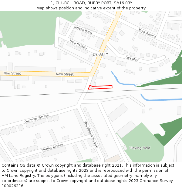 1, CHURCH ROAD, BURRY PORT, SA16 0RY: Location map and indicative extent of plot