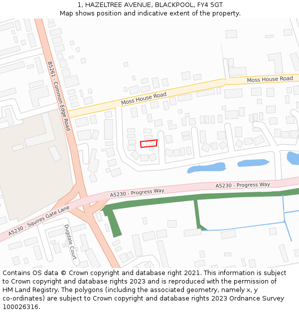 1, HAZELTREE AVENUE, BLACKPOOL, FY4 5GT: Location map and indicative extent of plot