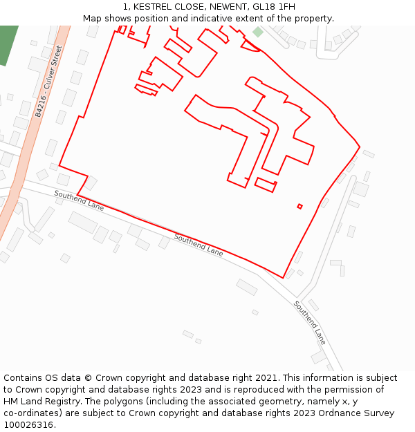 1, KESTREL CLOSE, NEWENT, GL18 1FH: Location map and indicative extent of plot