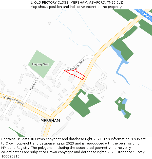 1, OLD RECTORY CLOSE, MERSHAM, ASHFORD, TN25 6LZ: Location map and indicative extent of plot