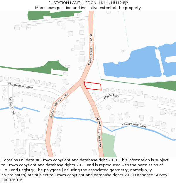 1, STATION LANE, HEDON, HULL, HU12 8JY: Location map and indicative extent of plot