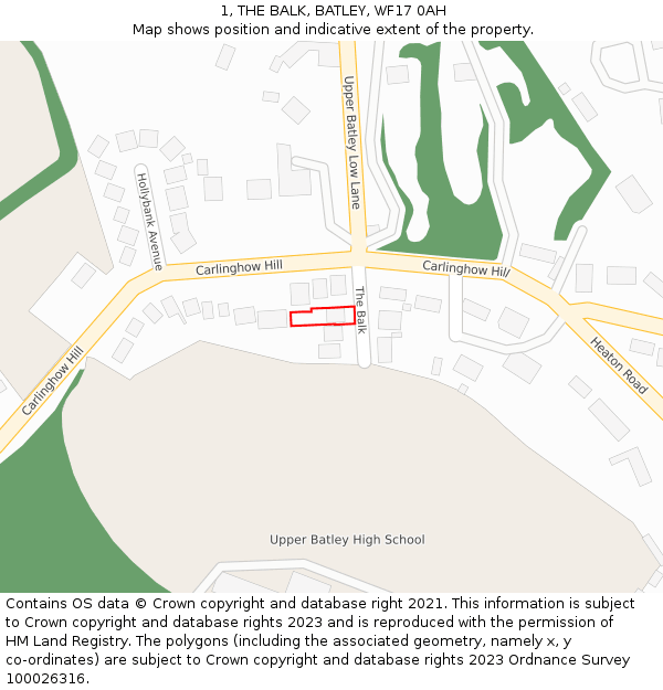 1, THE BALK, BATLEY, WF17 0AH: Location map and indicative extent of plot