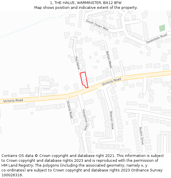 1, THE HALVE, WARMINSTER, BA12 8FW: Location map and indicative extent of plot