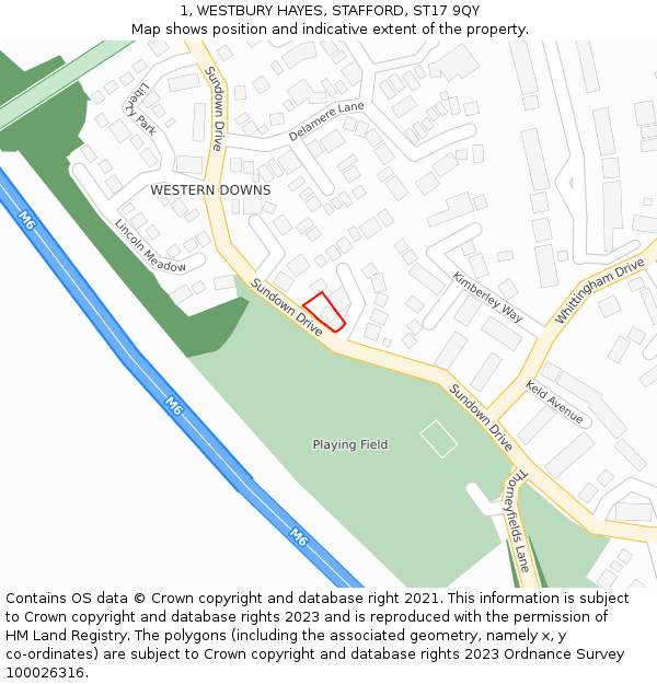 1, WESTBURY HAYES, STAFFORD, ST17 9QY: Location map and indicative extent of plot