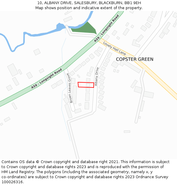 10, ALBANY DRIVE, SALESBURY, BLACKBURN, BB1 9EH: Location map and indicative extent of plot