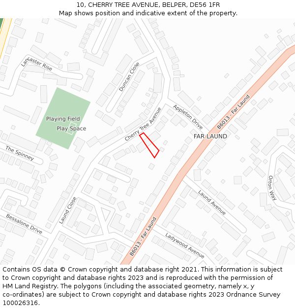 10, CHERRY TREE AVENUE, BELPER, DE56 1FR: Location map and indicative extent of plot