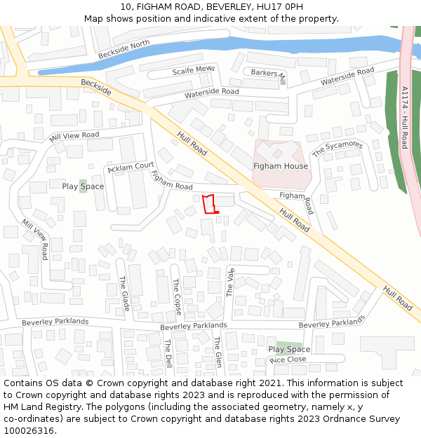 10, FIGHAM ROAD, BEVERLEY, HU17 0PH: Location map and indicative extent of plot