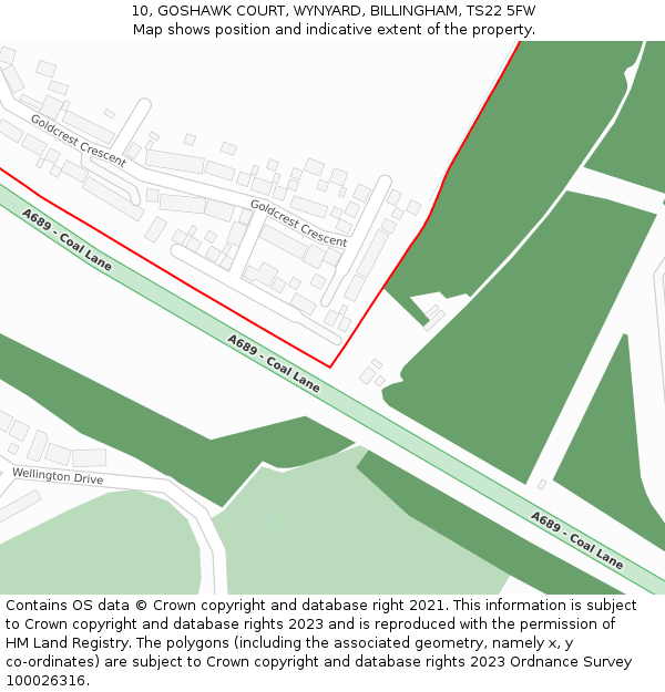 10, GOSHAWK COURT, WYNYARD, BILLINGHAM, TS22 5FW: Location map and indicative extent of plot