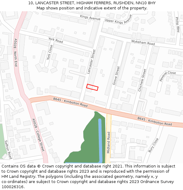 10, LANCASTER STREET, HIGHAM FERRERS, RUSHDEN, NN10 8HY: Location map and indicative extent of plot