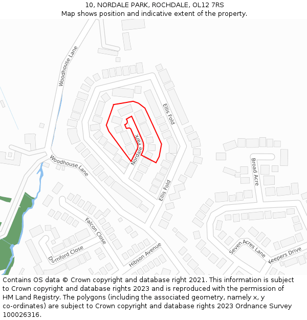 10, NORDALE PARK, ROCHDALE, OL12 7RS: Location map and indicative extent of plot