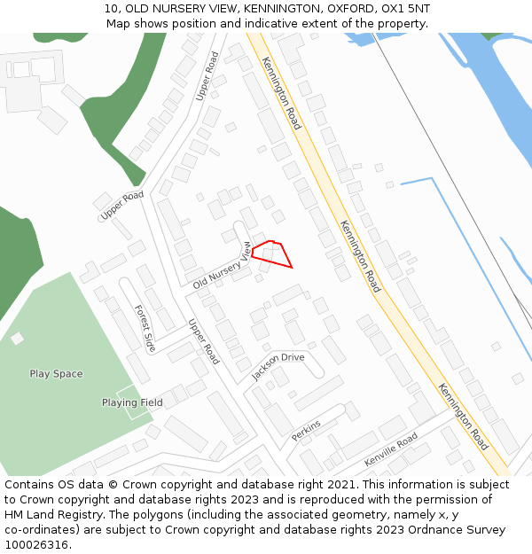 10, OLD NURSERY VIEW, KENNINGTON, OXFORD, OX1 5NT: Location map and indicative extent of plot