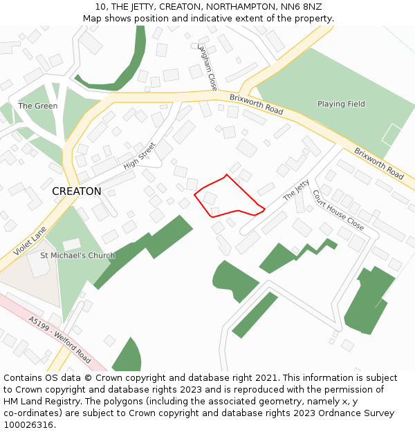 10, THE JETTY, CREATON, NORTHAMPTON, NN6 8NZ: Location map and indicative extent of plot