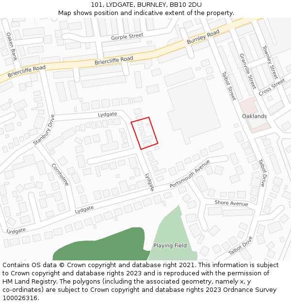 101, LYDGATE, BURNLEY, BB10 2DU: Location map and indicative extent of plot