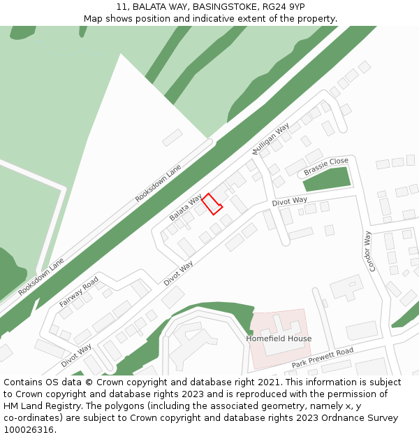 11, BALATA WAY, BASINGSTOKE, RG24 9YP: Location map and indicative extent of plot