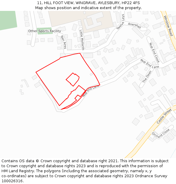 11, HILL FOOT VIEW, WINGRAVE, AYLESBURY, HP22 4FS: Location map and indicative extent of plot