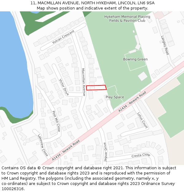 11, MACMILLAN AVENUE, NORTH HYKEHAM, LINCOLN, LN6 9SA: Location map and indicative extent of plot