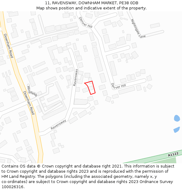 11, RAVENSWAY, DOWNHAM MARKET, PE38 0DB: Location map and indicative extent of plot