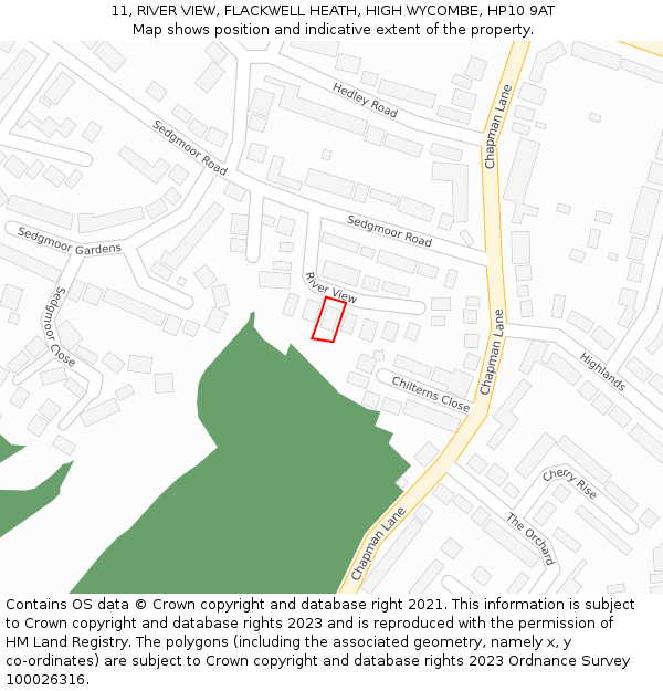 11, RIVER VIEW, FLACKWELL HEATH, HIGH WYCOMBE, HP10 9AT: Location map and indicative extent of plot