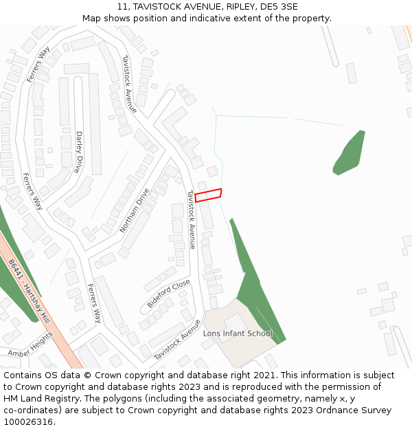 11, TAVISTOCK AVENUE, RIPLEY, DE5 3SE: Location map and indicative extent of plot