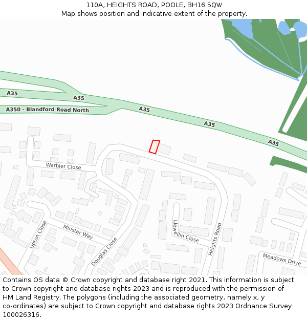 110A, HEIGHTS ROAD, POOLE, BH16 5QW: Location map and indicative extent of plot