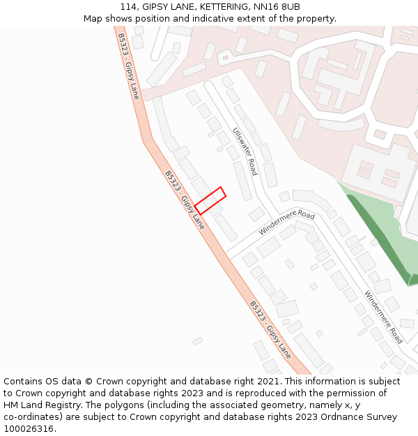 114, GIPSY LANE, KETTERING, NN16 8UB: Location map and indicative extent of plot