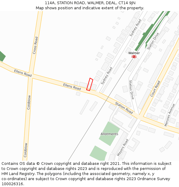 114A, STATION ROAD, WALMER, DEAL, CT14 9JN: Location map and indicative extent of plot