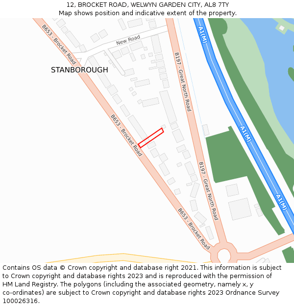 12, BROCKET ROAD, WELWYN GARDEN CITY, AL8 7TY: Location map and indicative extent of plot