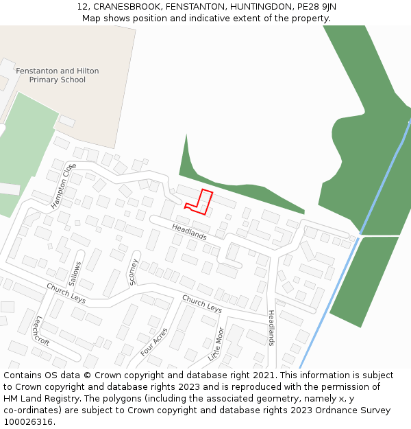 12, CRANESBROOK, FENSTANTON, HUNTINGDON, PE28 9JN: Location map and indicative extent of plot