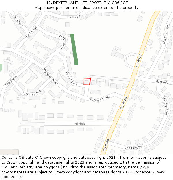 12, DEXTER LANE, LITTLEPORT, ELY, CB6 1GE: Location map and indicative extent of plot