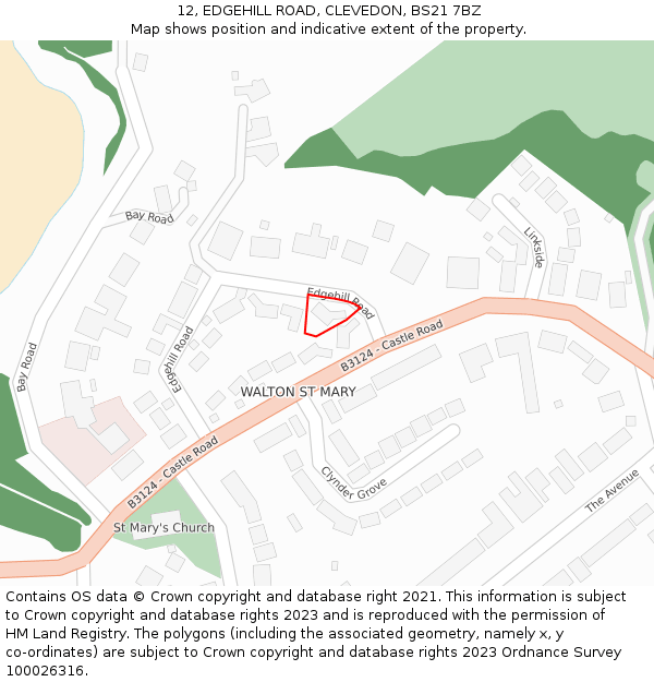 12, EDGEHILL ROAD, CLEVEDON, BS21 7BZ: Location map and indicative extent of plot