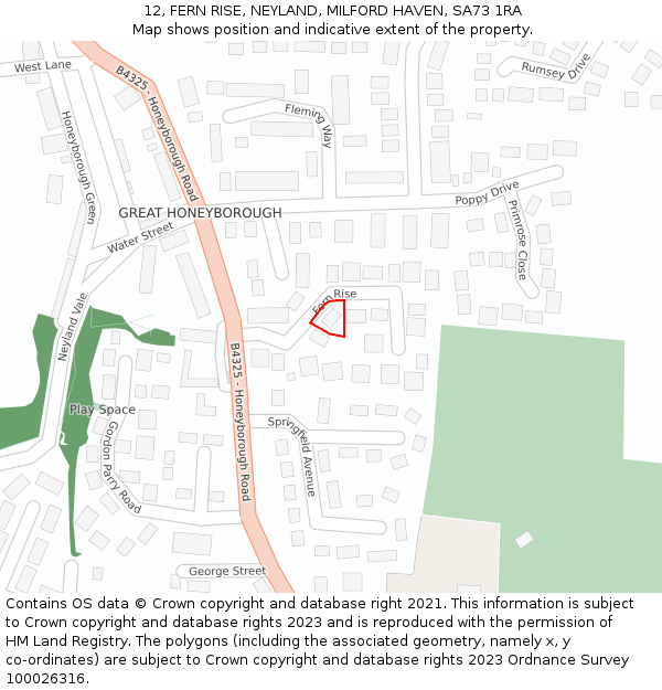 12, FERN RISE, NEYLAND, MILFORD HAVEN, SA73 1RA: Location map and indicative extent of plot