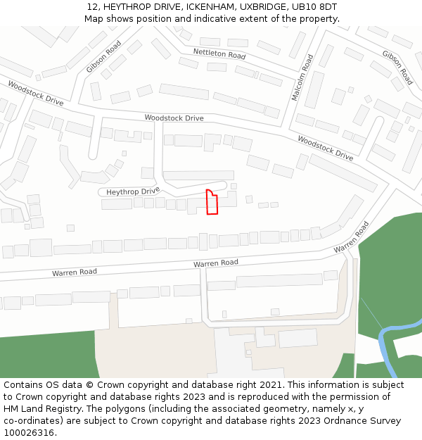 12, HEYTHROP DRIVE, ICKENHAM, UXBRIDGE, UB10 8DT: Location map and indicative extent of plot