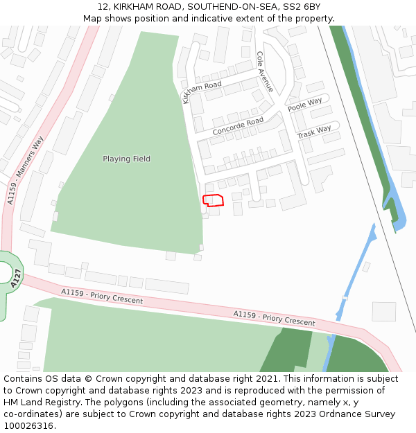 12, KIRKHAM ROAD, SOUTHEND-ON-SEA, SS2 6BY: Location map and indicative extent of plot