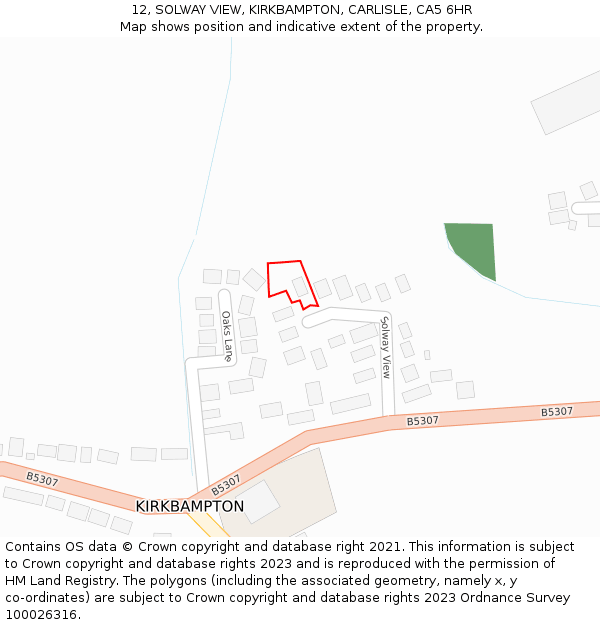 12, SOLWAY VIEW, KIRKBAMPTON, CARLISLE, CA5 6HR: Location map and indicative extent of plot