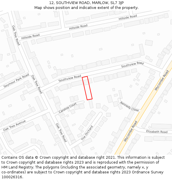 12, SOUTHVIEW ROAD, MARLOW, SL7 3JP: Location map and indicative extent of plot