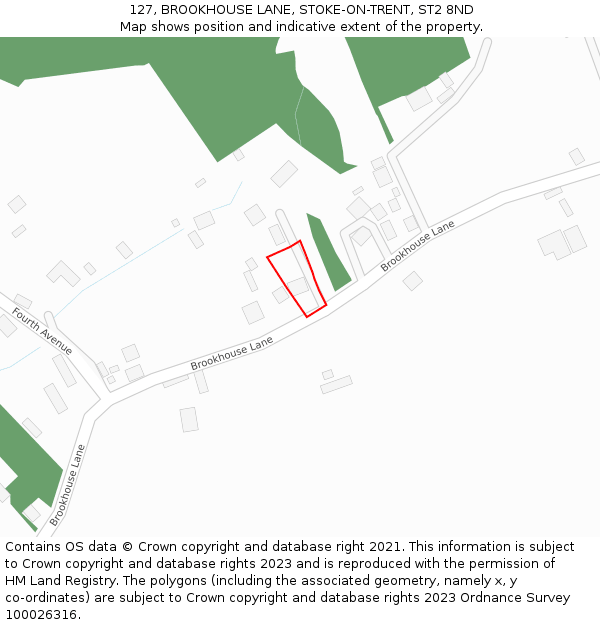 127, BROOKHOUSE LANE, STOKE-ON-TRENT, ST2 8ND: Location map and indicative extent of plot