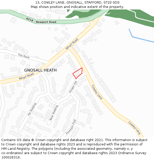 13, COWLEY LANE, GNOSALL, STAFFORD, ST20 0DS: Location map and indicative extent of plot