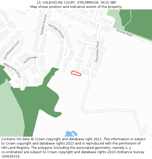 13, VALEHOUSE COURT, STALYBRIDGE, SK15 3BP: Location map and indicative extent of plot