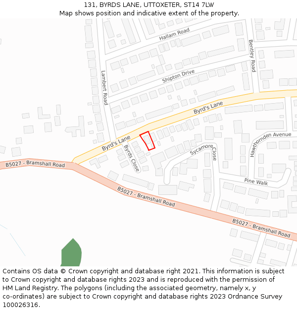 131, BYRDS LANE, UTTOXETER, ST14 7LW: Location map and indicative extent of plot