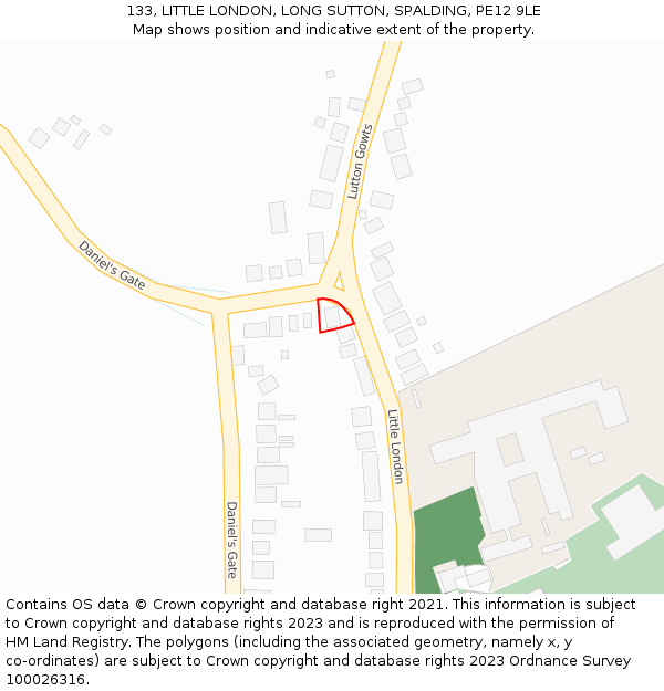 133, LITTLE LONDON, LONG SUTTON, SPALDING, PE12 9LE: Location map and indicative extent of plot