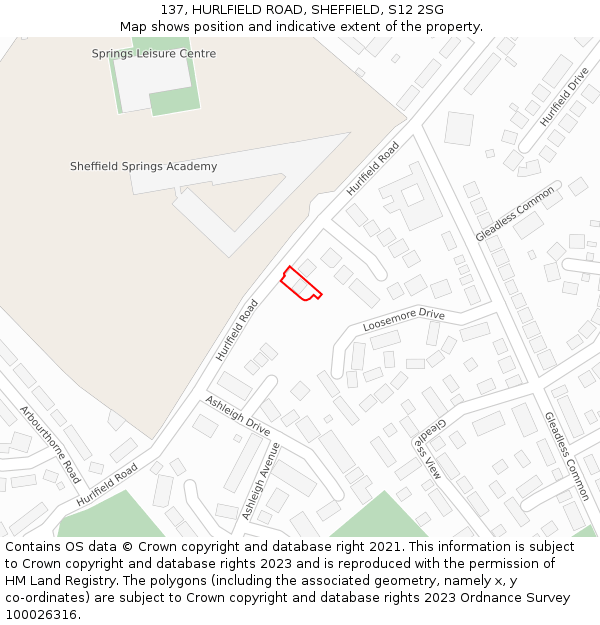 137, HURLFIELD ROAD, SHEFFIELD, S12 2SG: Location map and indicative extent of plot