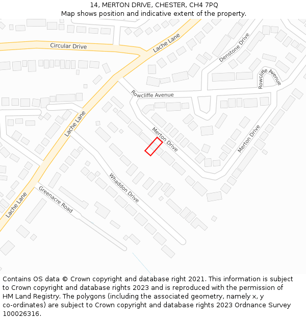 14, MERTON DRIVE, CHESTER, CH4 7PQ: Location map and indicative extent of plot