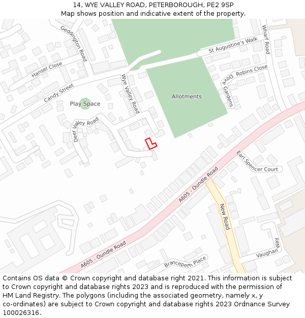 14, WYE VALLEY ROAD, PETERBOROUGH, PE2 9SP: Location map and indicative extent of plot